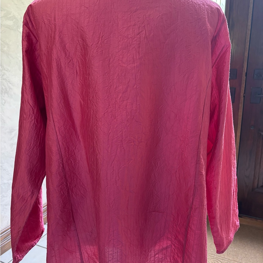 Vibrant Pink Long Sleeve silk Blouse